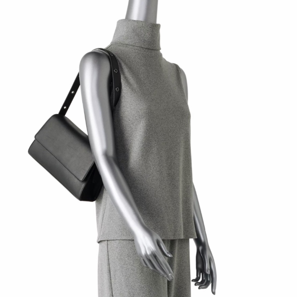 Black Faux Leather Shoulder Bag